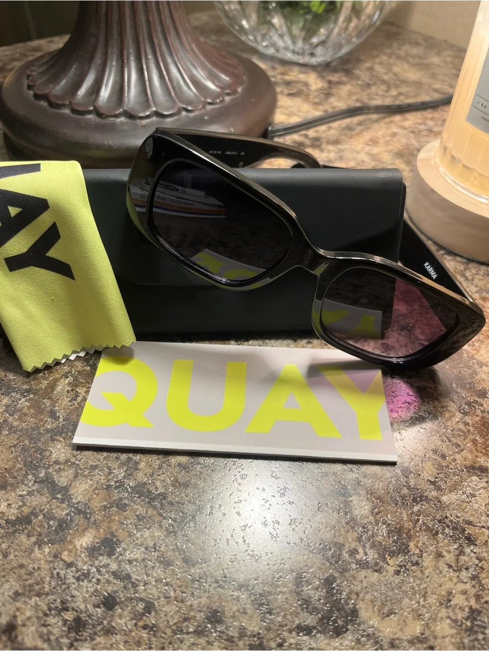 Quay Australia Black Cat-Eye Sunglasses with Tinted Lenses
